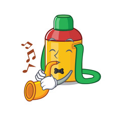 Poster - Kids water bottle Scroll cartoon character design performance with trumpet