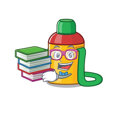 Canvas Print - Smart Student kids water bottle Scroll mascot cartoon with book