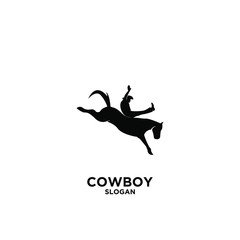 Wall Mural - Cowboy riding horse logo icon design vector