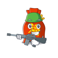 Poster - A mascot of chinese money bag Scroll Army with machine gun