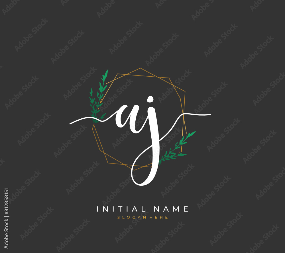 Handwritten letter A J AJ for identity and logo. Vector logo template ...