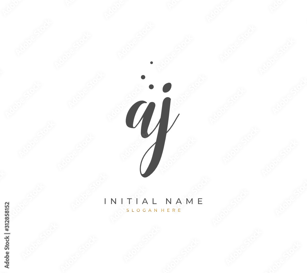 Handwritten letter A J AJ for identity and logo. Vector logo template ...
