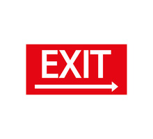 Red Exit Sign. Vector Illustration, Flat Design.
