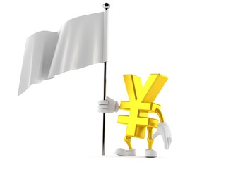 Poster - Yen character holding blank flag