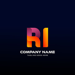 Letter RI initial Logo Vector With colorful