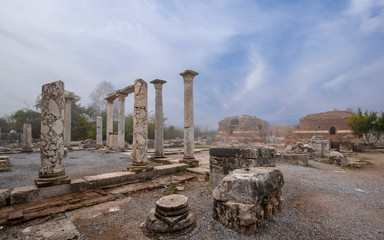 Ephesus, Selcuk Izmir, Turkey - The ancient city of Efes. The UNESCO World Heritage site with an ancient Roman buildings on the coast of Ionia. Most visited ancient city in Turkey