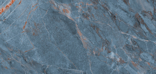 Blue Agate Marble Texture With Brown Veins. Polished Marble Quartz Stone Background Striped By Nature With a Unique Patterning, It Can Be Used For Interior-Exterior Tile And Ceramic Tile Surface. 