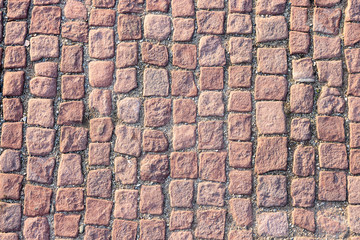 Red pavement pattern background shot from above