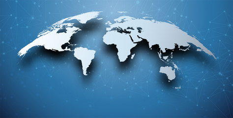 Wall Mural - abstract world map on blue.