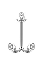Vector Black White Outline Sea Icon Anchor