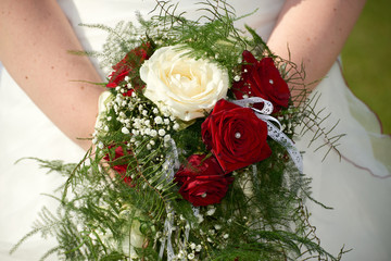 Wall Mural - bride holding wedding bouquet