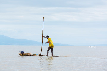 Wall Mural - fisherman, chamo lake, naciones, etiopia, africa