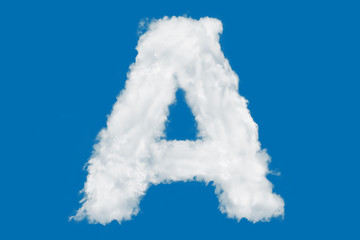Wall Mural - Letter A font shape element made of clouds on blue