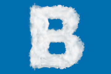 Wall Mural - Letter B font shape element made of clouds on blue
