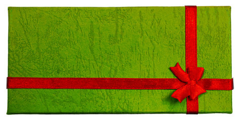 The concept of a gift box, banner, postcard. Banner with ribbon and bow on a white background. Gift.