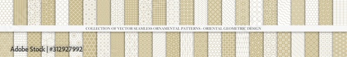 Fotomural Collection of seamless geometric ornamental vector patterns