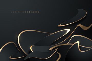 Wall Mural - Abstract black and golden shapes background