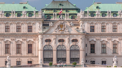 Wall Mural - Belvedere palace with beautiful floral garden timelapse, Vienna Austria