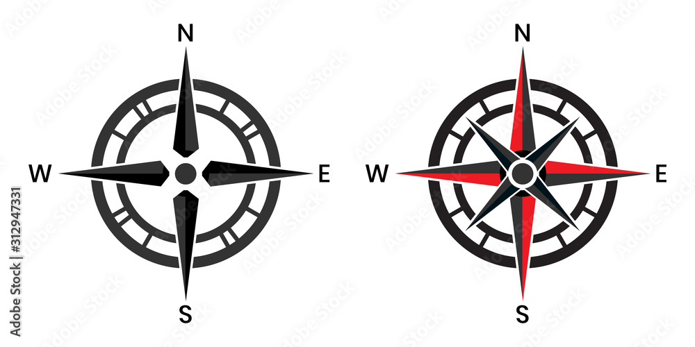 Compass rose pointer icon with white background, Direction, map ...