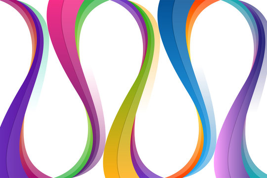 Abstract rainbow wavy element design for backgrounds. Only gradients used. Curve Vector Design Creativity Background of Colorful Waves