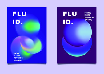 Poster - Abstract futuristic posters with composition of neon blurry circles. Retrofuturistic style flyer template for music or club event.