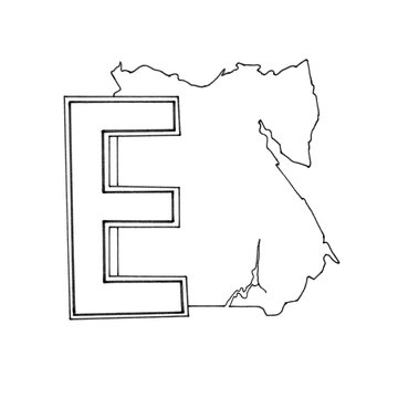 Letter E and country Egypt. Idea for alphabet, coloring, creativity, stationery, business accessories.