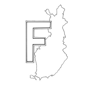 Letter F and country Finland. Idea for alphabet, coloring, creativity, stationery, business accessories.