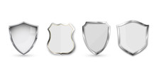 Set Of Metal Shield Isolated On White Background.