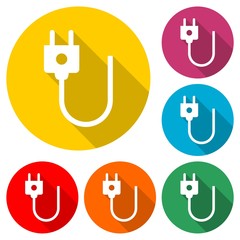 Sticker - Electric plug icon with long shadow