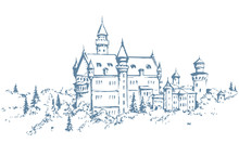 Famous German Castle. Vector Drawing