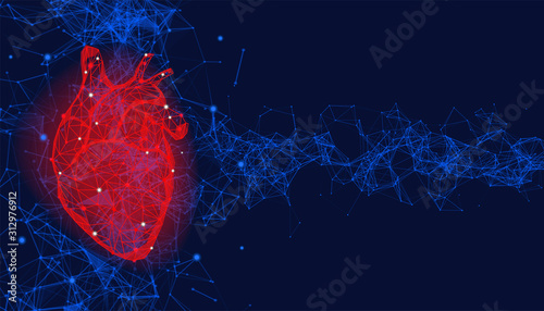 Futuristic medical concept with red human heart Tableau sur Toile