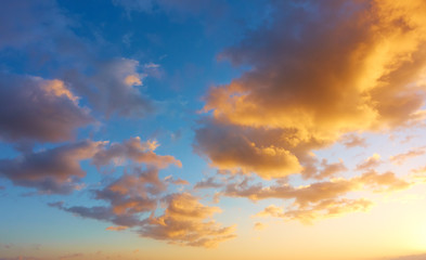 african sunset sky with beautiful orange clouds