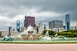 Buckingham Memorial Fountain in the center of Grant Park in Chicago downtown, Illinois, USA