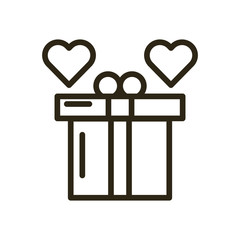 Sticker - gift box present with hearts love