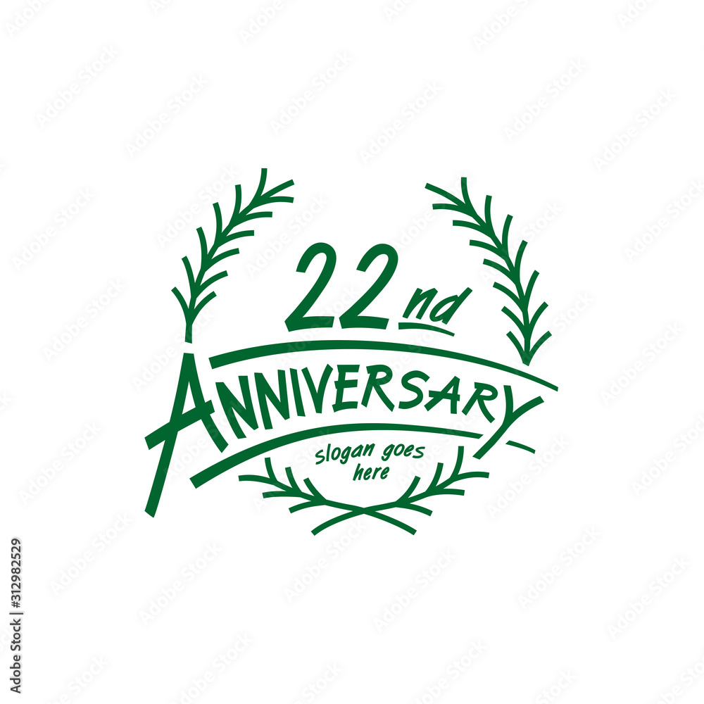 22 years design template. Twenty second years logo. Vector and ...