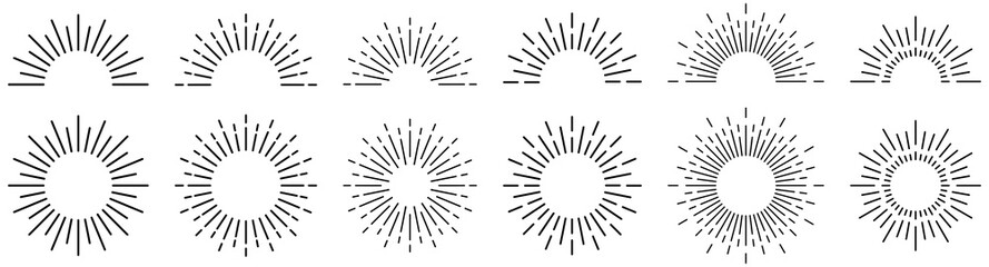 Wall Mural - sunburst line illustration. sunrise. vector