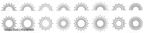 Fotografía Sunburst line illustration. Sunrise. Vector illustration
