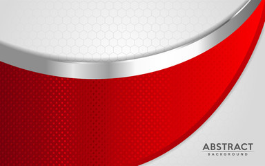 Modern abstract white and red background with 3D Overlap layers effect.