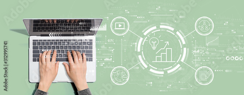 Fotomural Content marketing concept with person using a laptop computer