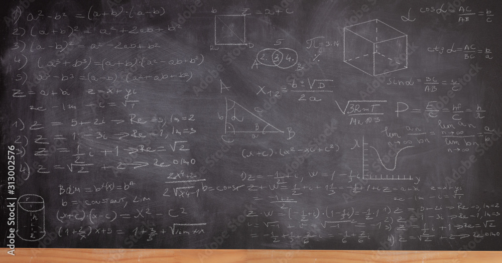School blackboard written with math formulas Stock Photo | Adobe Stock
