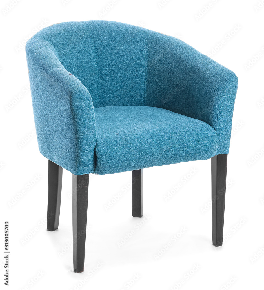 Modern comfortable armchair on white background