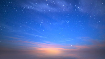 Wall Mural - blue night starry sky and pink sunset  Aurora light twillin on sky summer nature background 