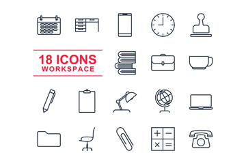 Fototapete - Set workspace icon template color editable. workspace pack symbol vector sign isolated on white background illustration for graphic and web design.