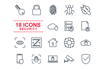 Aufkleber - Set Security icon template color editable. Security pack symbol vector sign isolated on white background illustration for graphic and web design.