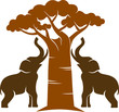 Big tree and two elephants