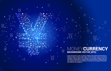 Aufkleber - Vector money chinese yuan and japanese yen currency icon from Polygon dot connect line. Concept for china and japan financial network connection.