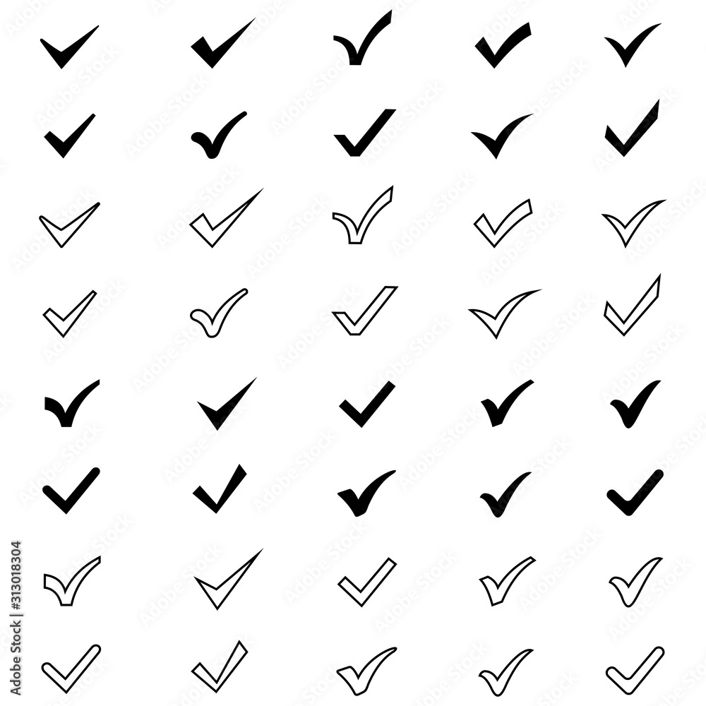 Character Code For Check Mark check mark icon set vector design symbol Stock Vector | Adobe Stock