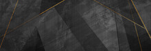 Black Grunge Corporate Abstract Background With Golden Lines. Vector Banner Design