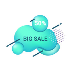 Poster - big sale buy now sticker special offer shopping discount badge fluid color gradient abstract banner with flowing liquid shapes vector illustration