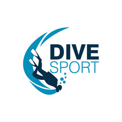 Wall Mural - Scuba Diving Logo Design Vector Template